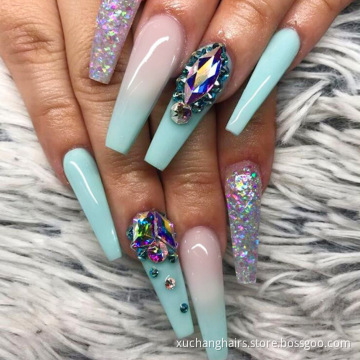 Wholesale Long Coffin Press On Artificial Custom Luxury Colorful Matte Ballerina False Nails Press On Nails